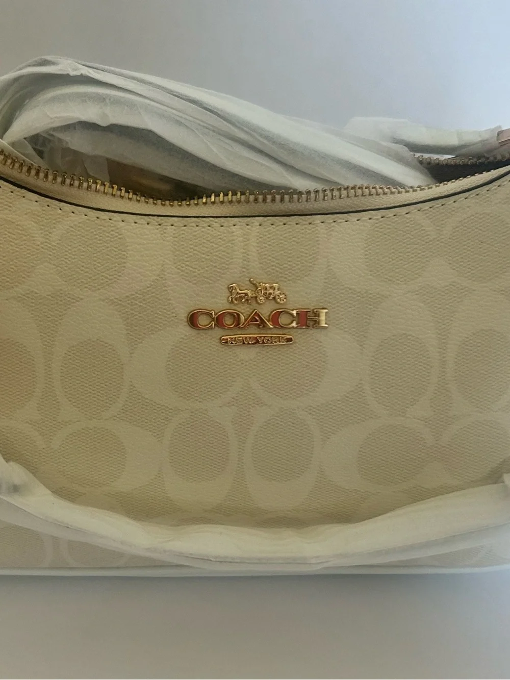 Coach Cream Shoulder Bag with Gold Hardware